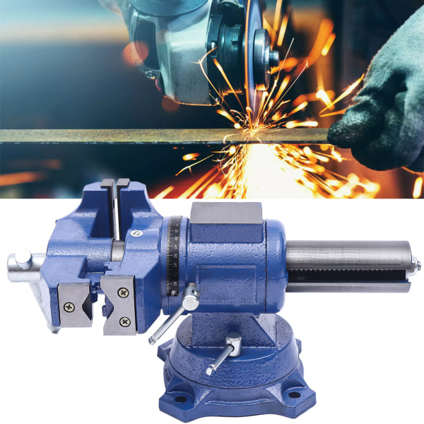 Bench Vise Table Vise for Workbench Multi-Purpose Heavy Vise Large Rotary Vise 100mm for Milling Machine 2 Axes 360° Rotation Steel Jaws