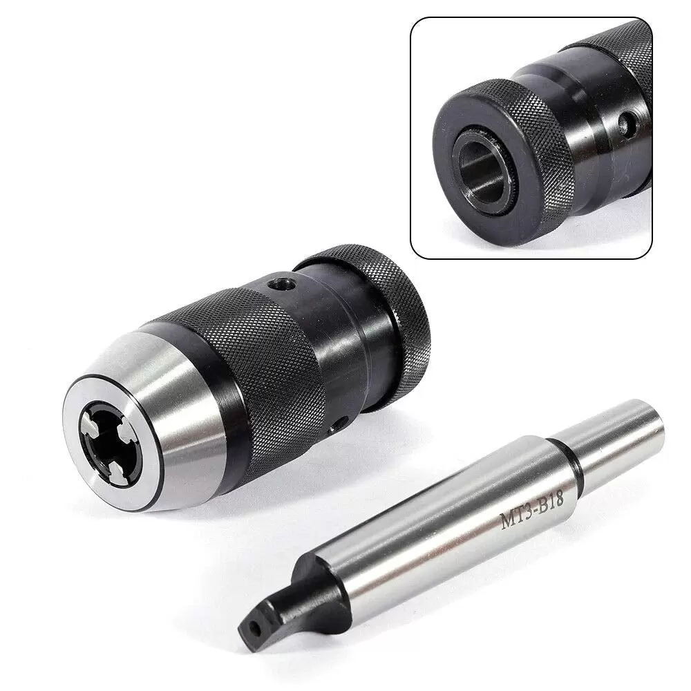 Keyless Self-Tighten Chuck + MT3-B18 Connection Tool - 1-16mm Chucking Taper Self-Tighten Chuck