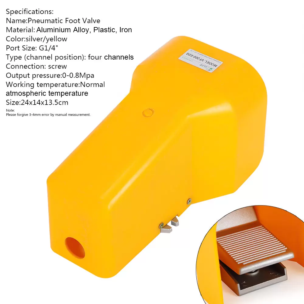 Foot switch pedal 4 channels, pneumatic valve for pedal, output pressure 0-0.8Mpa