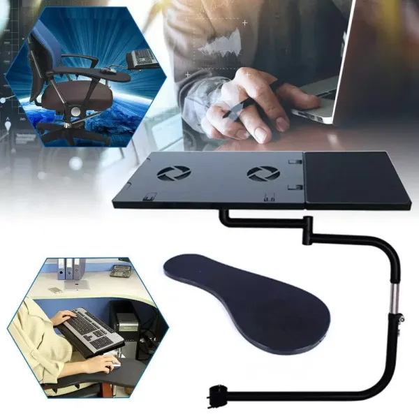 Kangten Laptop Holder Extendable Chair Armrest Keyboard Support with Mouse Mat Elbow Wrist Support Chair Shaft Clamp