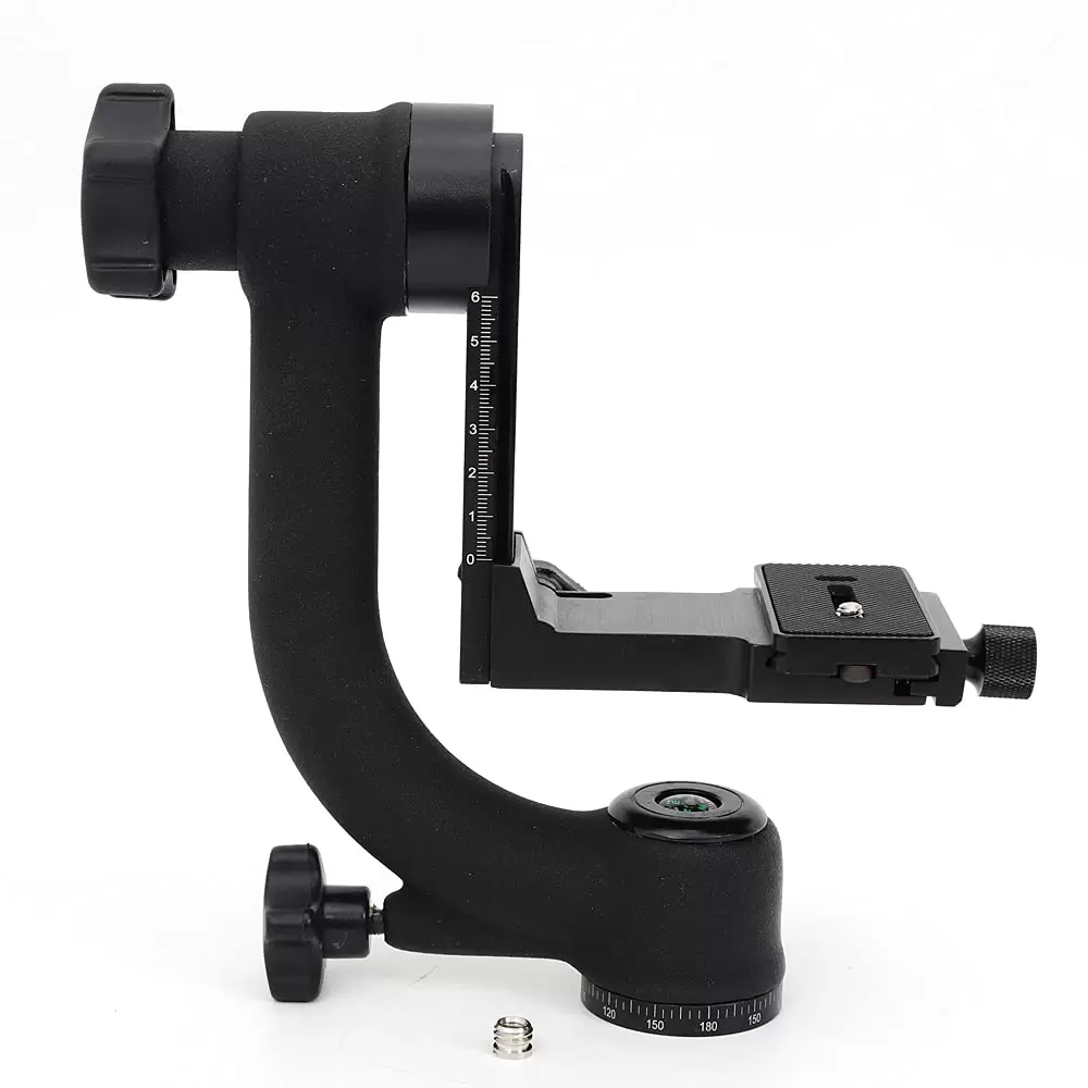Professional 360° Aluminum Alloy Tripod Head Adjustable Height Panoramic Gimbal with Quick Release Plate Locking Knob for DSLR Camera