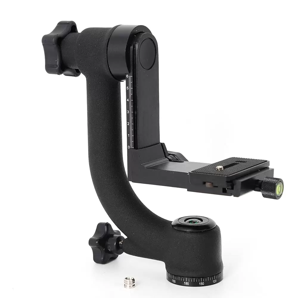 Professional 360° Aluminum Alloy Tripod Head Adjustable Height Panoramic Gimbal with Quick Release Plate Locking Knob for DSLR Camera Professional 360° Aluminum Alloy Tripod Head Adjustable Height Panoramic Gimbal with Quick Release Plate Locking Knob for DSLR Camera