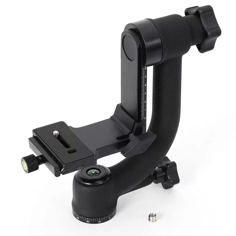 Professional 360° Aluminum Alloy Tripod Head Adjustable Height Panoramic Gimbal with Quick Release Plate Locking Knob for DSLR Camera Professional 360° Aluminum Alloy Tripod Head Adjustable Height Panoramic Gimbal with Quick Release Plate Locking Knob for DSLR Camera