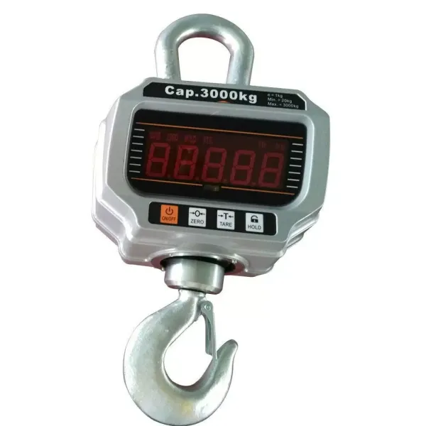 Robust Digital Industrial Scale with LED Display and Battery OCS-T -3000kg Crane Scale with Remote Control Cast Iron Housing for Stationary and Mobile Trade