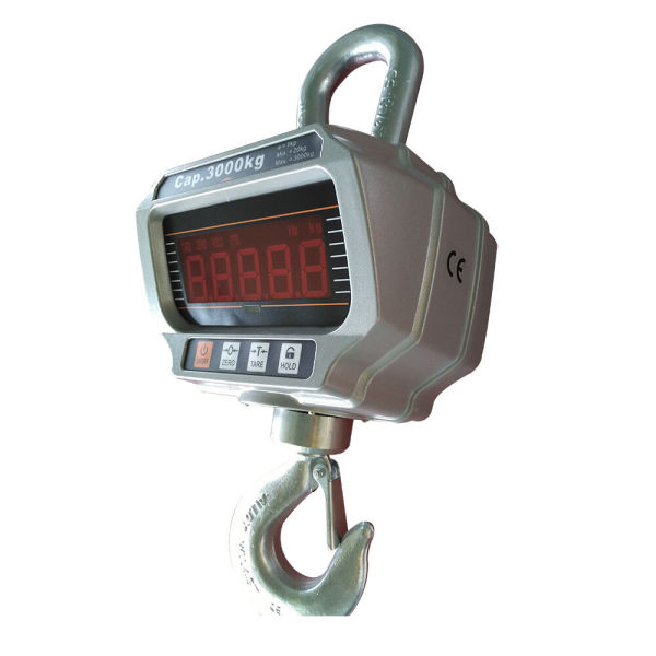 Robust Digital Industrial Scale with LED Display and Battery OCS-T -3000kg Crane Scale with Remote Control Cast Iron Housing for Stationary and Mobile Trade
