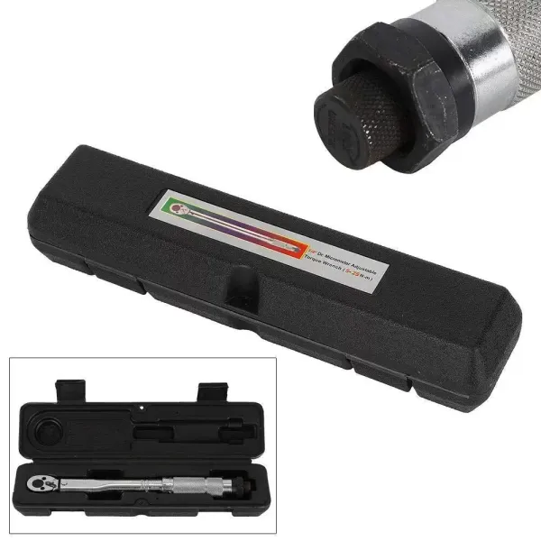 1/4" Torque Wrench, Calibrated Drive, 5-25 Nm, Professional Torque, Adjustable Ratchet, for Auto Repair, with Case