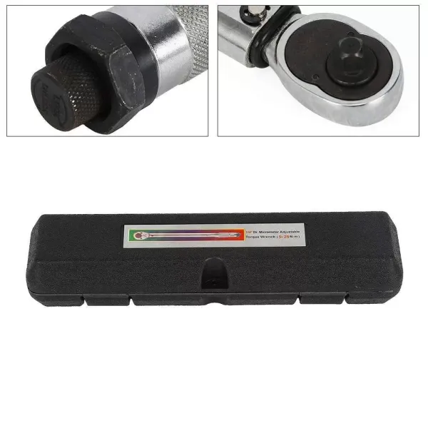 1/4" Torque Wrench, Calibrated Drive, 5-25 Nm, Professional Torque, Adjustable Ratchet, for Auto Repair, with Case