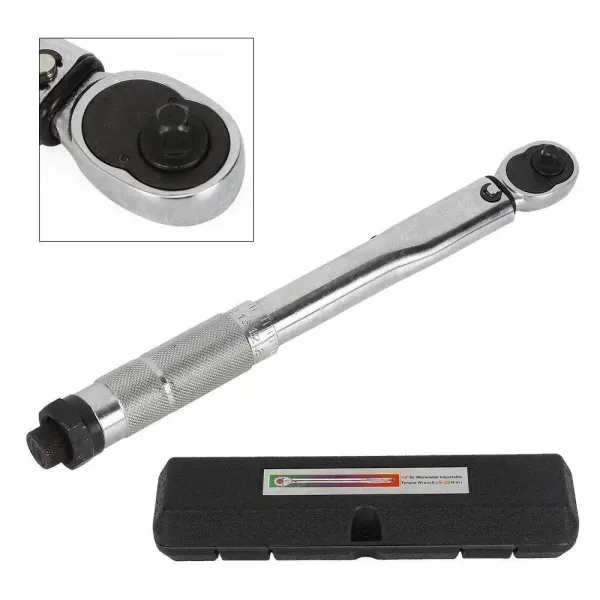1/4" Torque Wrench, Calibrated Drive, 5-25 Nm, Professional Torque, Adjustable Ratchet, for Auto Repair, with Case