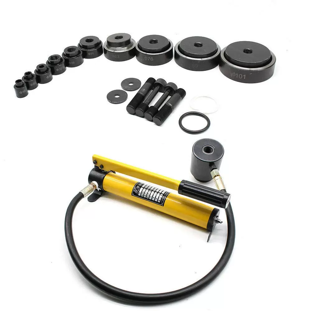 Hydraulic sheet metal perforator - With cylinder and hydraulic pump - In a case - Easy maintenance - 15 t