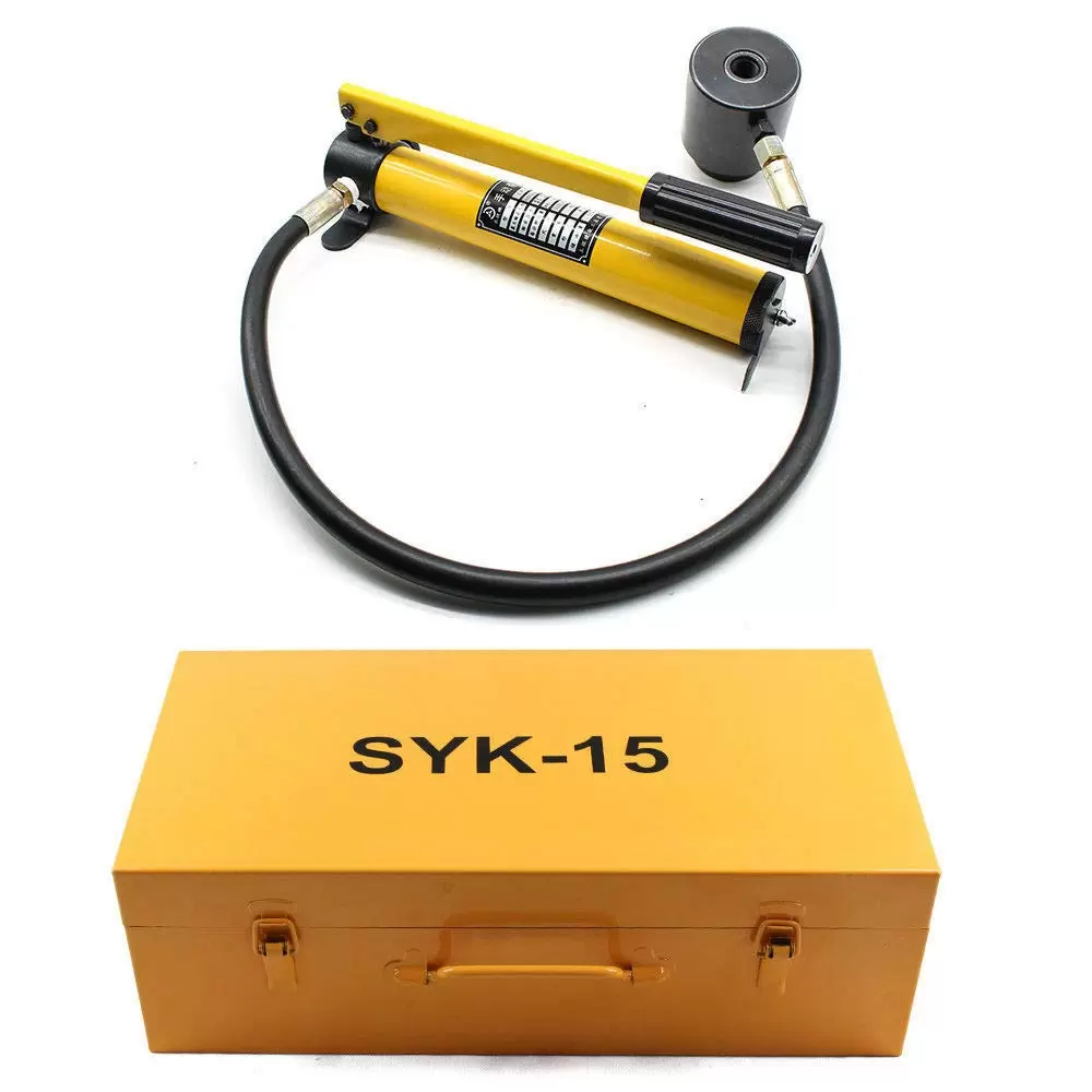 Hydraulic sheet metal perforator - With cylinder and hydraulic pump - In a case - Easy maintenance - 15 t Hydraulic sheet metal perforator - With cylinder and hydraulic pump - In a case - Easy maintenance - 15 t