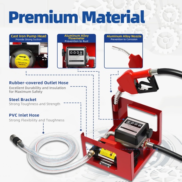 Self-priming Diesel Transfer Pump 230V  50L/min Fuel Pump Oil Pump For Vehicles Construction Sites Farms Tensile Resistance Rust Resistance  Sunproof  Snowproof