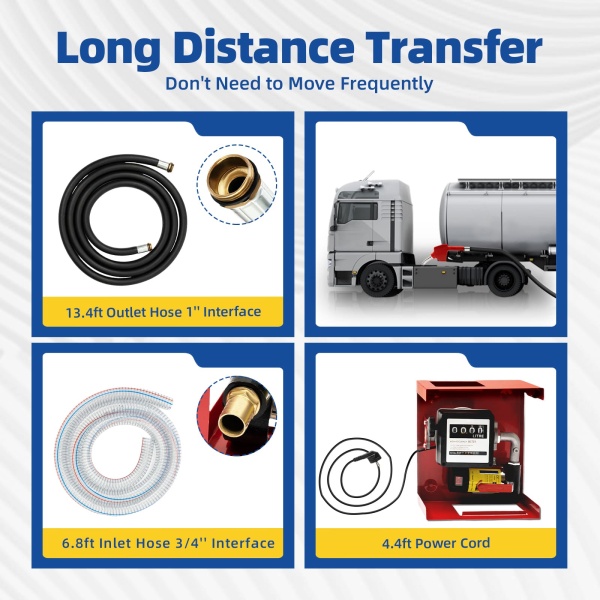 Self-priming Diesel Transfer Pump 230V  50L/min Fuel Pump Oil Pump For Vehicles Construction Sites Farms Tensile Resistance Rust Resistance  Sunproof  Snowproof