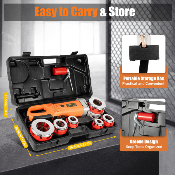 Electric Tapping Kit - 1800W - 50Hz - 2800RPM - Portable Pipe Cutter with 1/2-2"