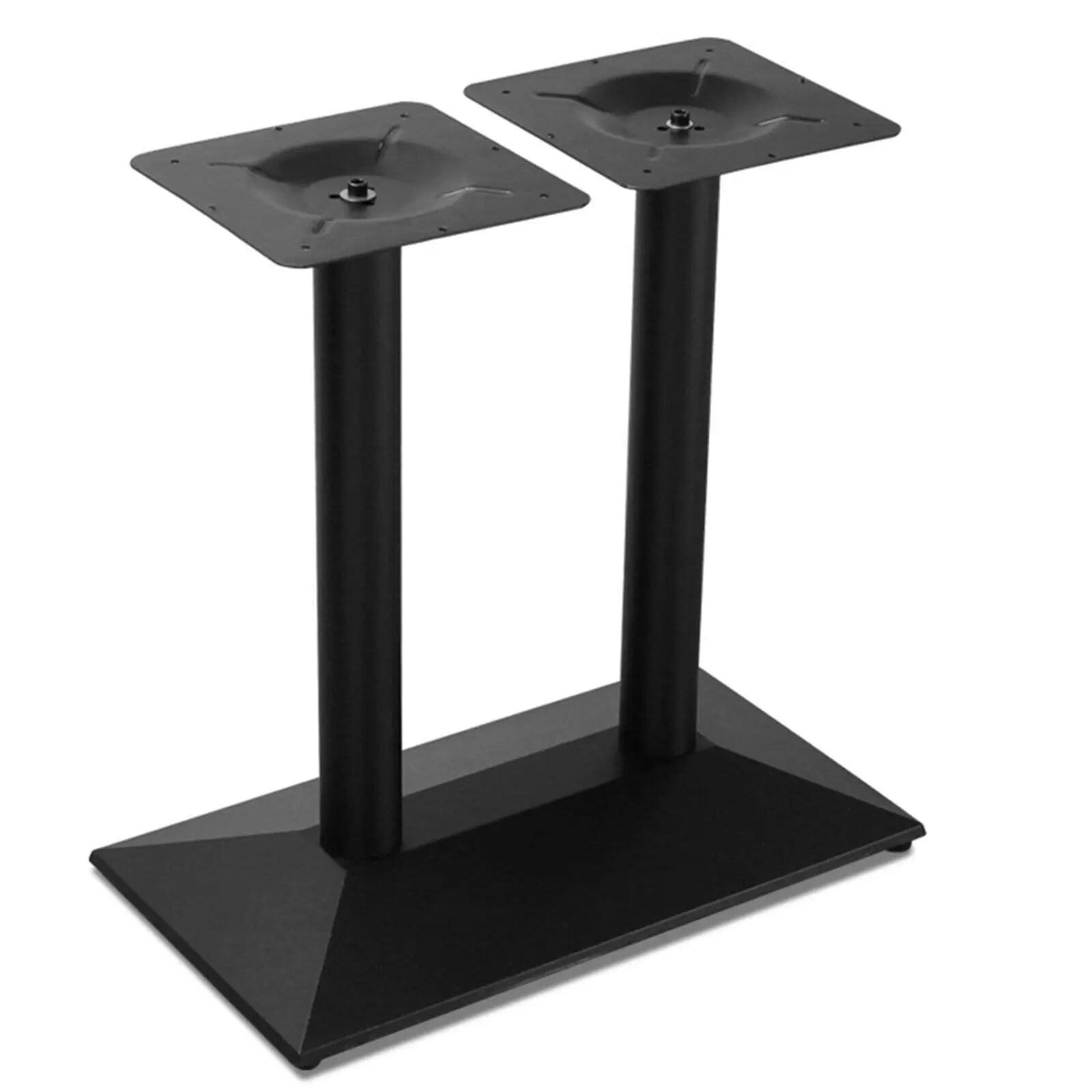 28.35" Table Legs with Double Columns Black Double-leg Table Base Rectangular Base Plate for Bistros Ice Cream Parlors