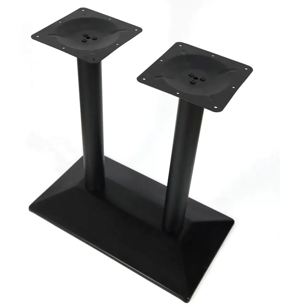 28.35" Table Legs with Double Columns Black Double-leg Table Base Rectangular Base Plate for Bistros Ice Cream Parlors