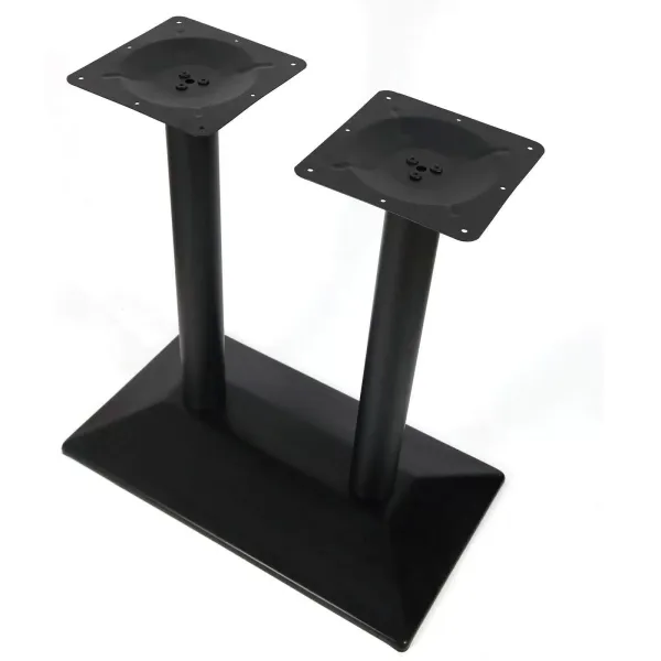28.35" Table Legs with Double Columns Black Double-leg Table Base Rectangular Base Plate for Bistros Ice Cream Parlors