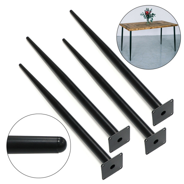 4 x 72 cm Tapered Table Legs Sturdy and Durable Powder Coated Steel Legs Metal Black for Living Room Office Bedroom
