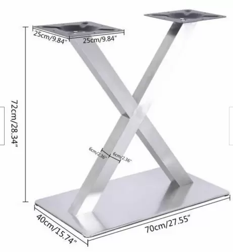 Stainless Steel Table Frame Model X Base Table Base Bistro Table Gastro Table Beautiful and High-quality Double Table Base for Placing Coffee Tables Stainless Steel Table Frame Model X Base Table Base Bistro Table Gastro Table Beautiful and High-quality Double Table Base for Placing Coffee Tables