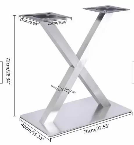 Stainless Steel Table Frame Model X Base Table Base Bistro Table Gastro Table Beautiful and High-quality Double Table Base for Placing Coffee Tables