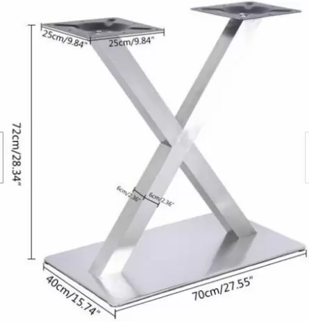 Stainless steel table frame model X base table base bistro table gastro table