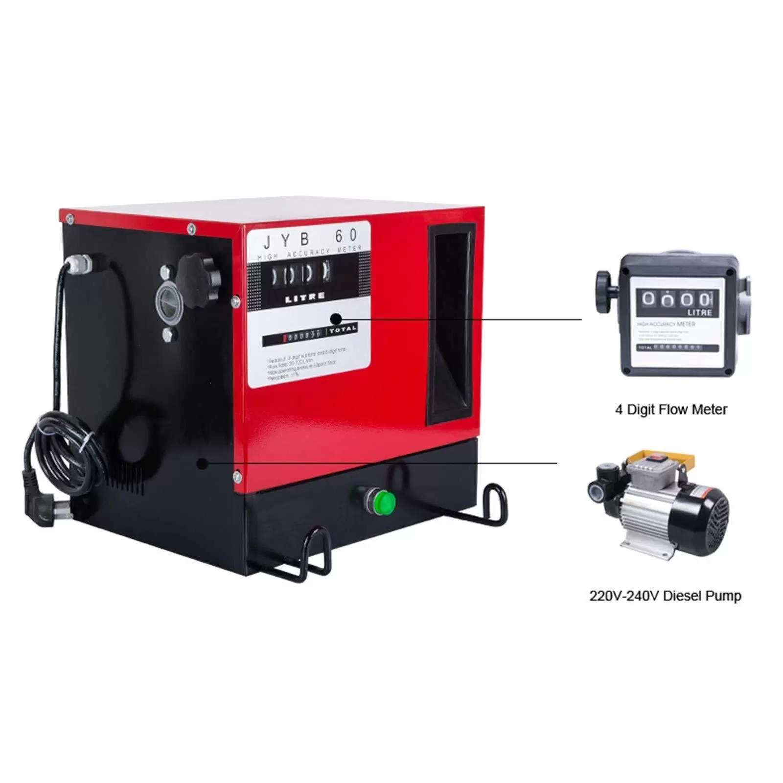 Self-priming Diesel Pump 550 W - Automatic shut-off - Fuel Oil Pump 60 l/min Diesel Pump Diesel Fuel for Vehicles Outdoor Fuel-powered Equipment