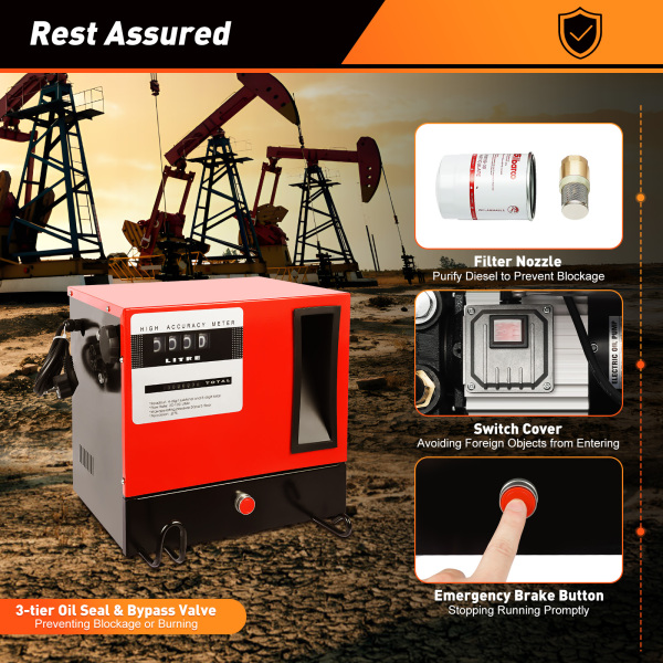 Self-priming Diesel Pump 550 W - Automatic shut-off - Fuel Oil Pump 60 l/min Diesel Pump Diesel Fuel for Vehicles Outdoor Fuel-powered Equipment