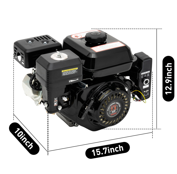 212 cm³ 4-stroke Petrol Engine - 7.5 Hp Ohv Column Engine - Easy Start With Electric Start - 1 Cylinder