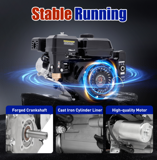 212 cm³ 4-stroke Petrol Engine - 7.5 Hp Ohv Column Engine - Easy Start With Electric Start - 1 Cylinder