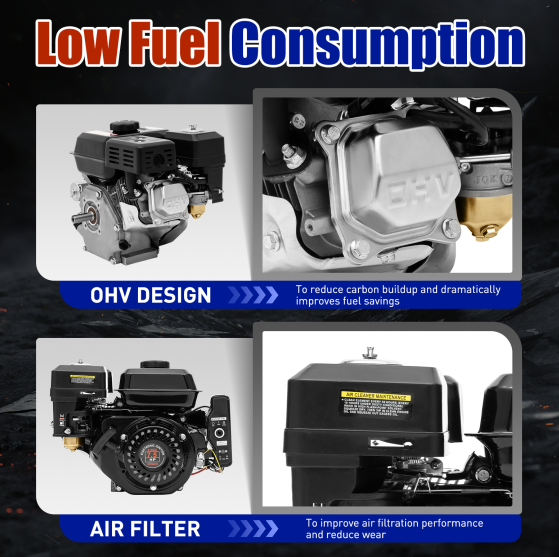 212 cm³ 4-stroke Petrol Engine - 7.5 Hp Ohv Column Engine - Easy Start With Electric Start - 1 Cylinder