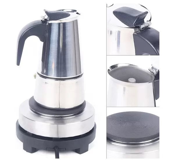 Espresso Maker Coffee Machine Stainless Steel Moka Pot Electric Coffee Maker for 4 Cups 200ml with Electric Stove 220V Espresso Maker Coffee Machine Stainless Steel Moka Pot Electric Coffee Maker for 4 Cups 200ml with Electric Stove 220V