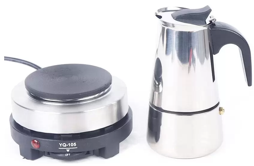 Espresso Maker Coffee Machine Stainless Steel Moka Pot Electric Coffee Maker for 4 Cups 200ml with Electric Stove 220V