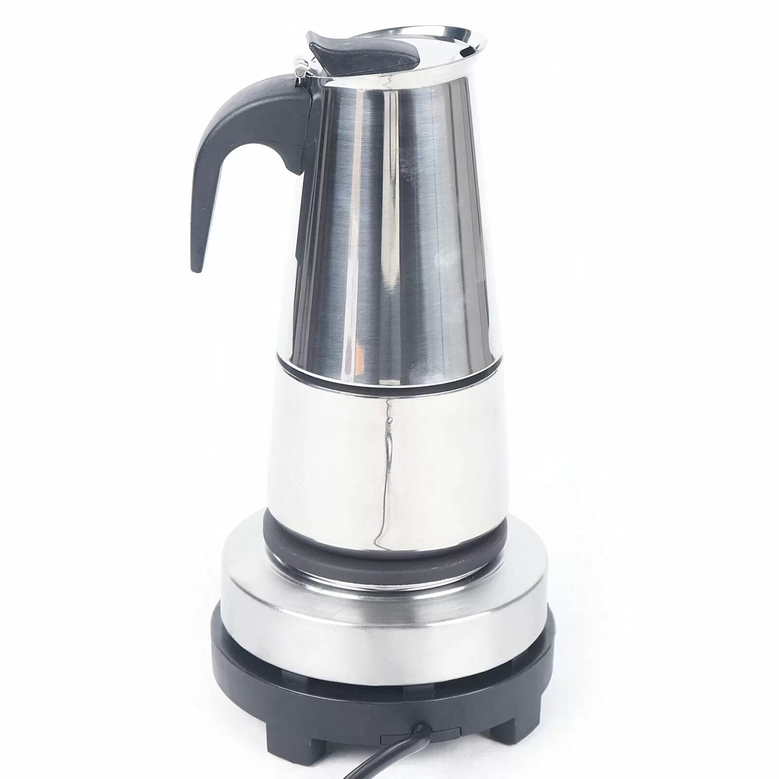 Espresso Coffee Maker Machine Stainless Steel Electric Moka Coffee Maker for 6 Cups 300ml with Electric Stove 220V