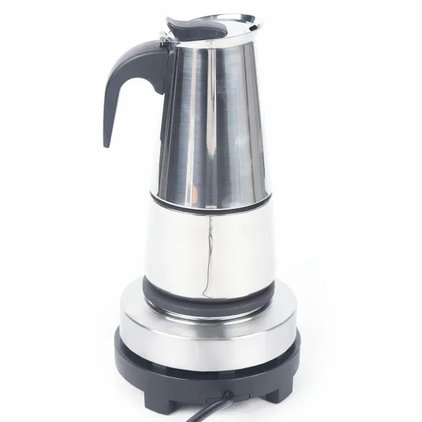 Espresso Coffee Maker Machine Stainless Steel Electric Moka Coffee Maker for 6 Cups 300ml with Electric Stove 220V