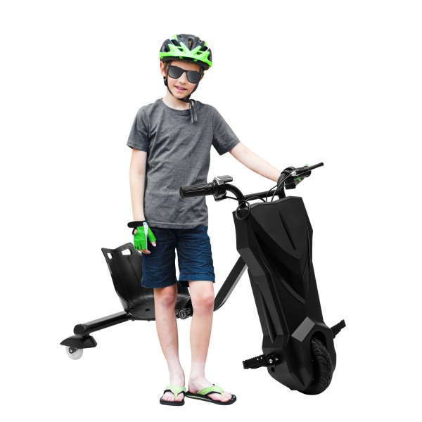 Driving Scooter Drift Scooter for Kids 360° E-Scooter Drifting GoKart Drifter Tricycle Trike 250W For Children Between 3.28-5.57ft Black