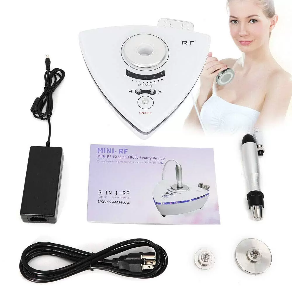 2 MHz RF Radio Frequency for Face and Fine Lines - Improves Skin Elasticity and Structure - White