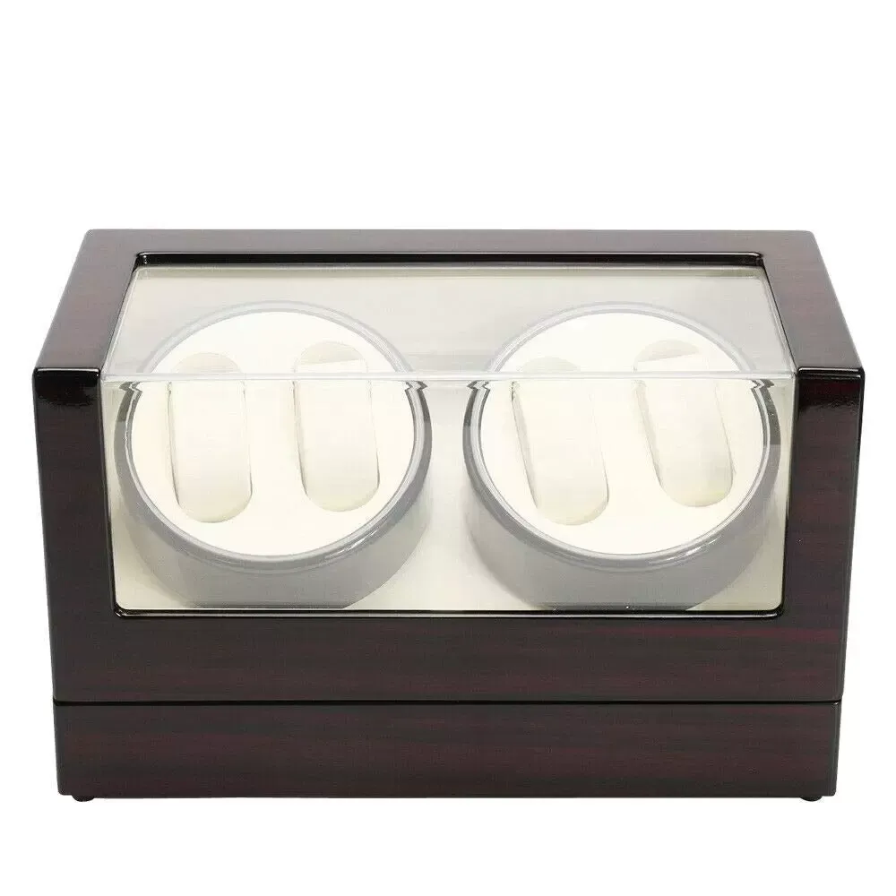CNCEST Wooden Watch Winder for Automatic Watches - 4 Watch Boxes - Glasses Storage Box - Display with Showcase
