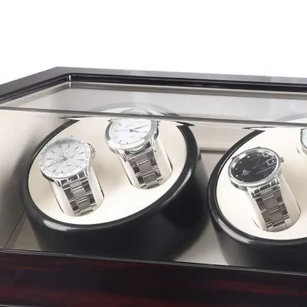 CNCEST Wooden Watch Winder for Automatic Watches - 4 Watch Boxes - Glasses Storage Box - Display with Showcase CNCEST Wooden Watch Winder for Automatic Watches - 4 Watch Boxes - Glasses Storage Box - Display with Showcase