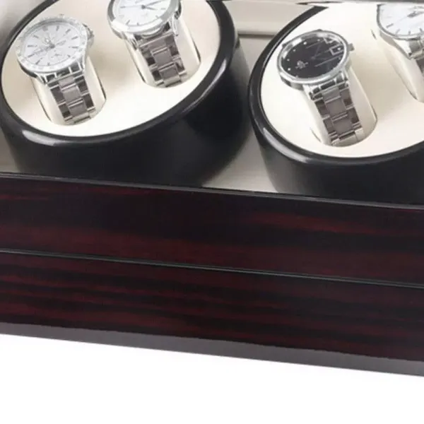 CNCEST Wooden Watch Winder for Automatic Watches - 4 Watch Boxes - Glasses Storage Box - Display with Showcase