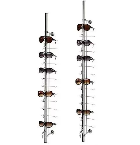1.22 m Pack of 10 Aluminum Glasses Holders for Sunglasses Storage and Display with Padlock Can Hold 14 Glasses Widely Used In Barber Stores