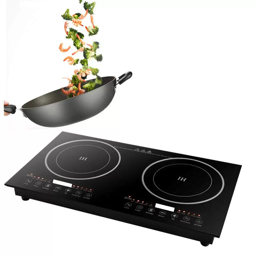 2 x 2200W Cooking Zones Double Induction Hob Electric Double Induction Hob 2 Burner Hotplates Perfect for Camping Socializing  Cooking in Kitchen
