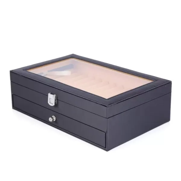 24/36 Slots Fountain Pen Leather Pen Display Case Holder with Clear Cover Pen Organizer Storage Collector Box