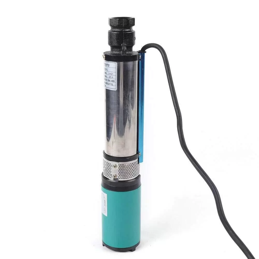 24V 320W Solar Submersible Pump Stainless Steel DC 24V Submersible Pump 25m 5m³/h Used In Rivers Reservoirs Canals Silver