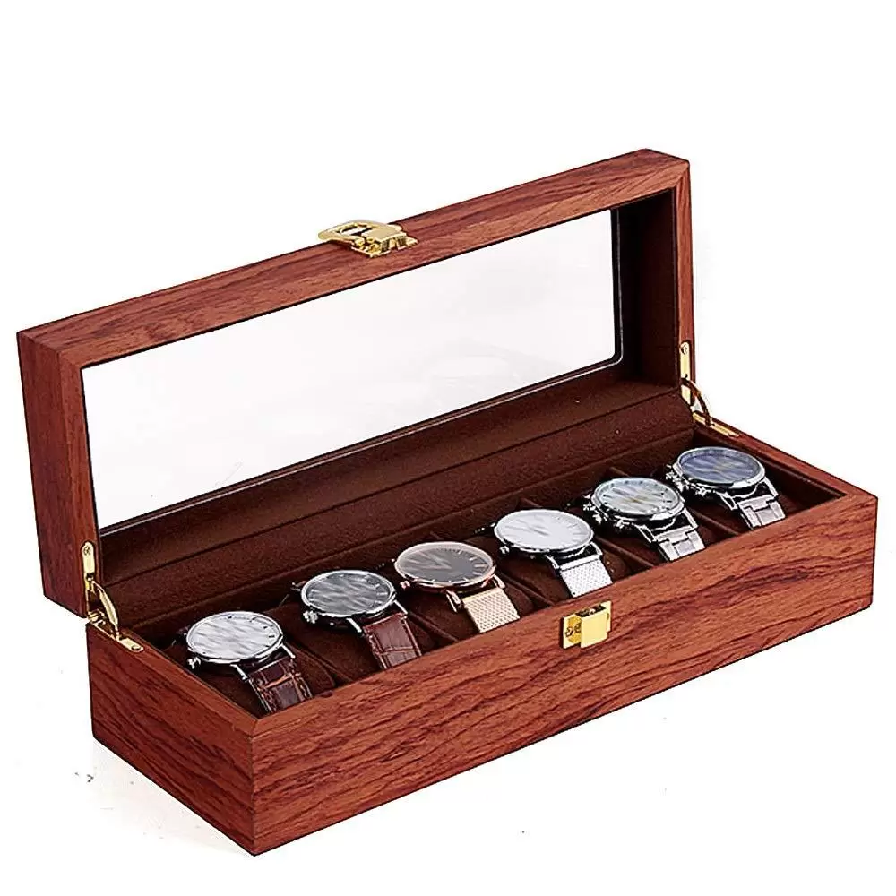 Watch Box 6/10/12 - Wooden and Velvet Grid - Vintage - Watch Box - Jewelry Box - Gift - Watch Box (6 Cells)