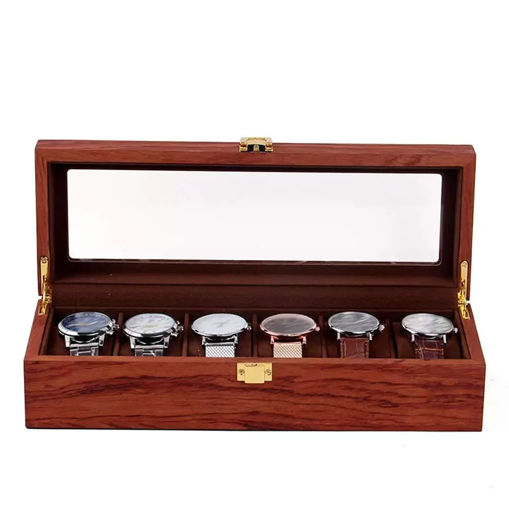 Watch Box 6/10/12 - Wooden and Velvet Grid - Vintage - Watch Box - Jewelry Box - Gift - Watch Box (6 Cells)