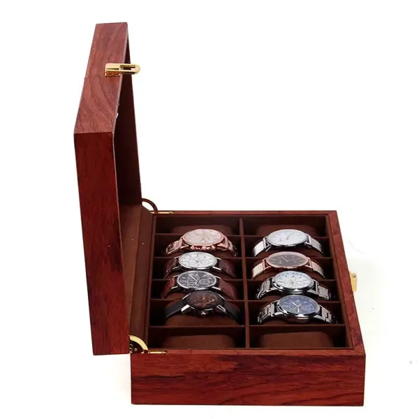 Watch Box Box for Watches and Bracelets Multi-Grid Wooden Watch Box Velvet Lining Rosewood Grain 12 Grids Jewelry Storage Case
