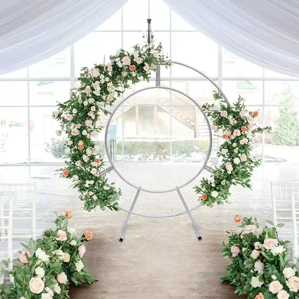 Round Metal Wedding Arch, Flower Shelf Accessories, Garden Decoration, Party Decoration, Easy Assembly (4ft) Round Metal Wedding Arch, Flower Shelf Accessories, Garden Decoration, Party Decoration, Easy Assembly (4ft)