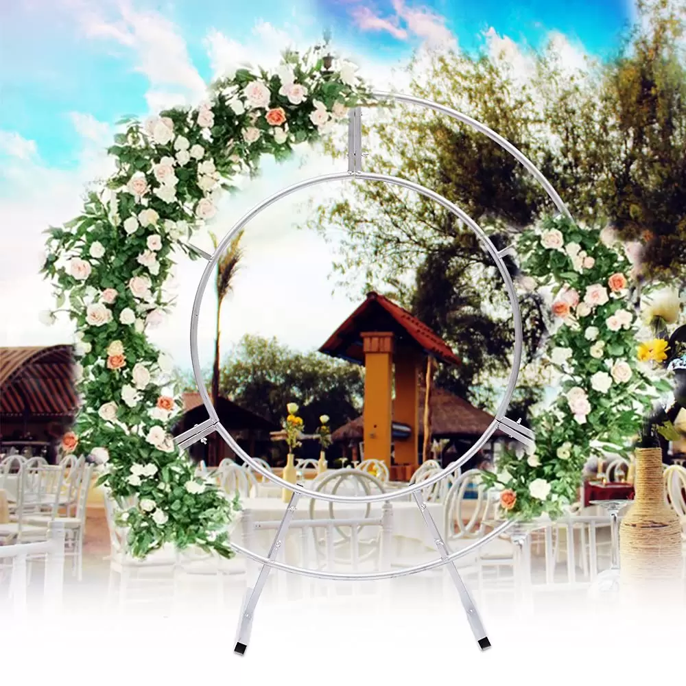 Round Metal Wedding Arch, Flower Shelf Accessories, Garden Decoration, Party Decoration, Easy Assembly (4ft) Round Metal Wedding Arch, Flower Shelf Accessories, Garden Decoration, Party Decoration, Easy Assembly (4ft)