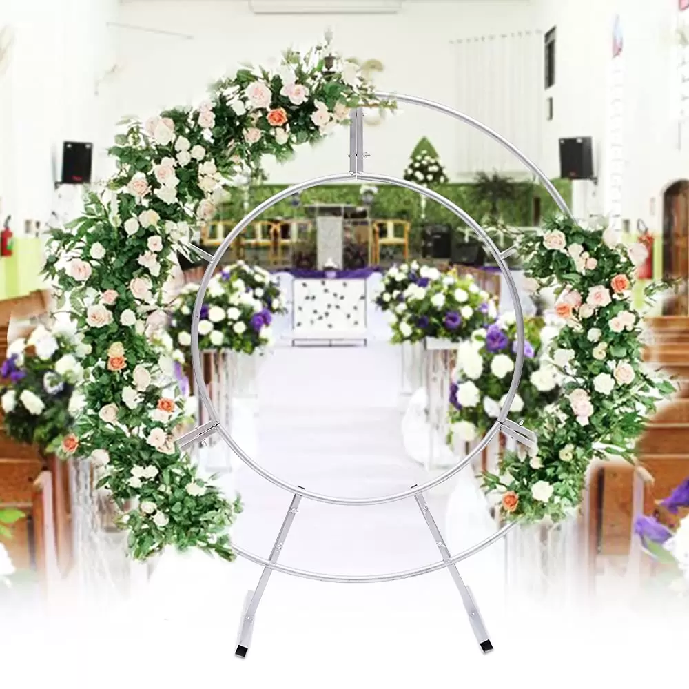 Round Metal Wedding Arch, Flower Shelf Accessories, Garden Decoration, Party Decoration, Easy Assembly (4ft) Round Metal Wedding Arch, Flower Shelf Accessories, Garden Decoration, Party Decoration, Easy Assembly (4ft)