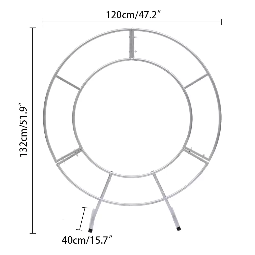 Round Metal Wedding Arch, Flower Shelf Accessories, Garden Decoration, Party Decoration, Easy Assembly (4ft)
