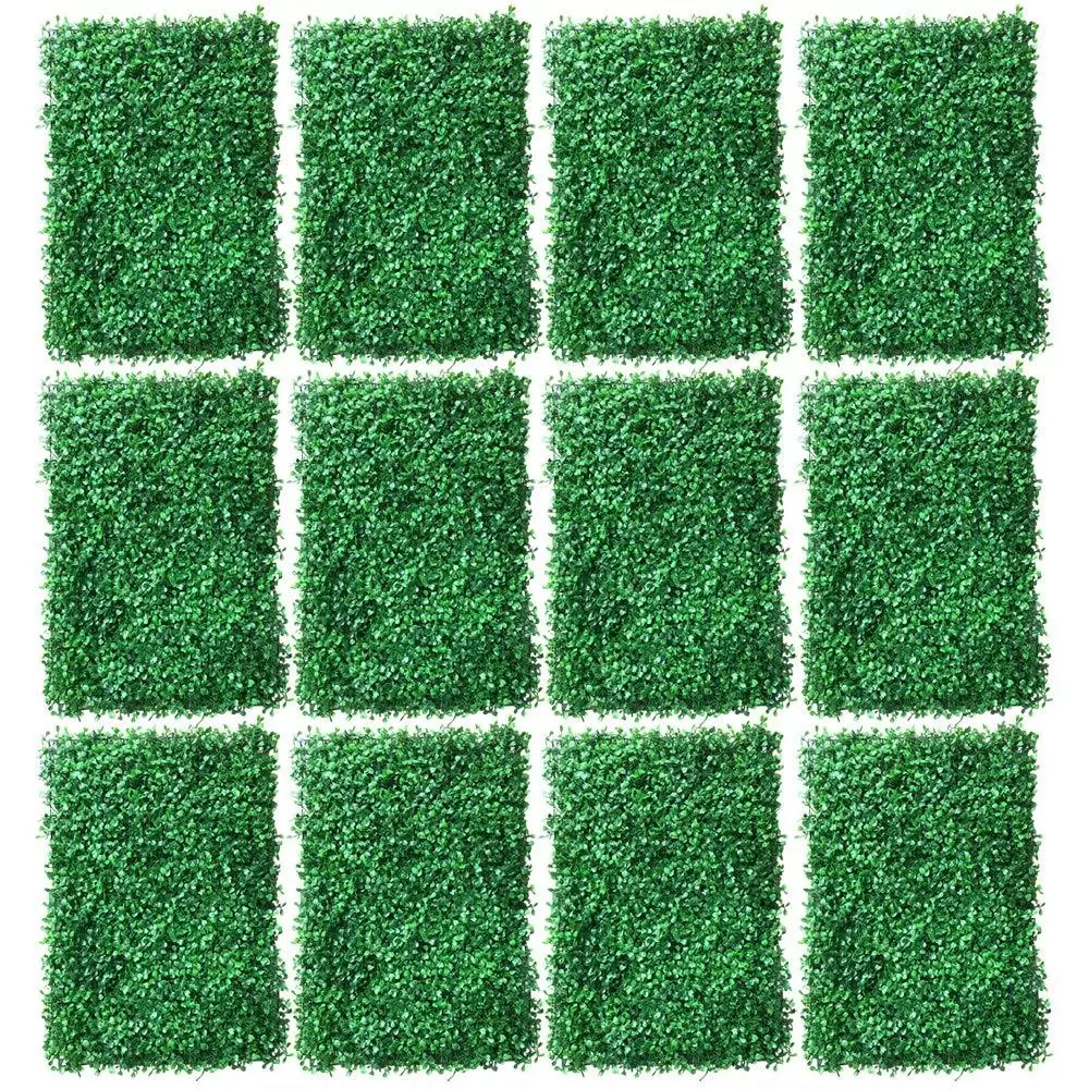 12 Pcs Artificial Hedge Hanging Plants Wall Wall Plant Mat Outdoor Decoration - 40X60cm